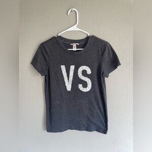 Victoria's Secret sequin Charcoal grey Tee VS sz Small t shirt